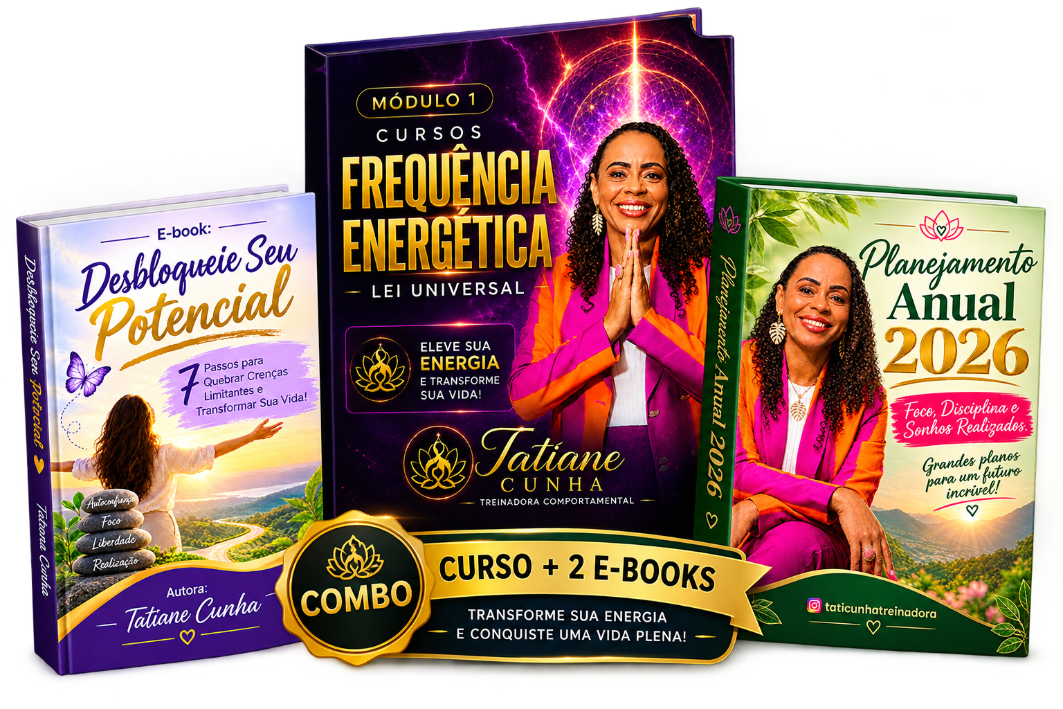 Combo com o curso Frequência Energética e os e-books Desbloqueie Seu Potencial e Planejamento Anual 2026